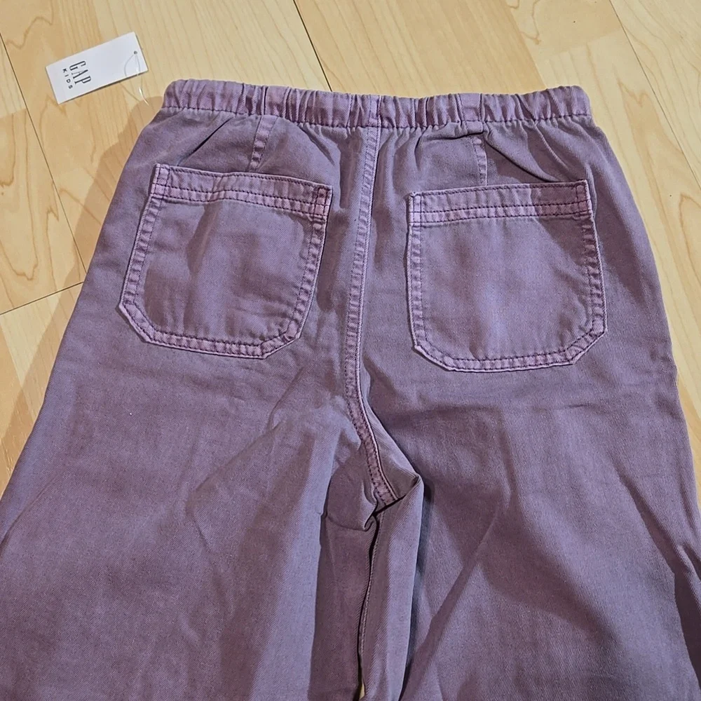 Gap Kids Purple Wide-Leg Twill Pants Drawstring Small 6-7
